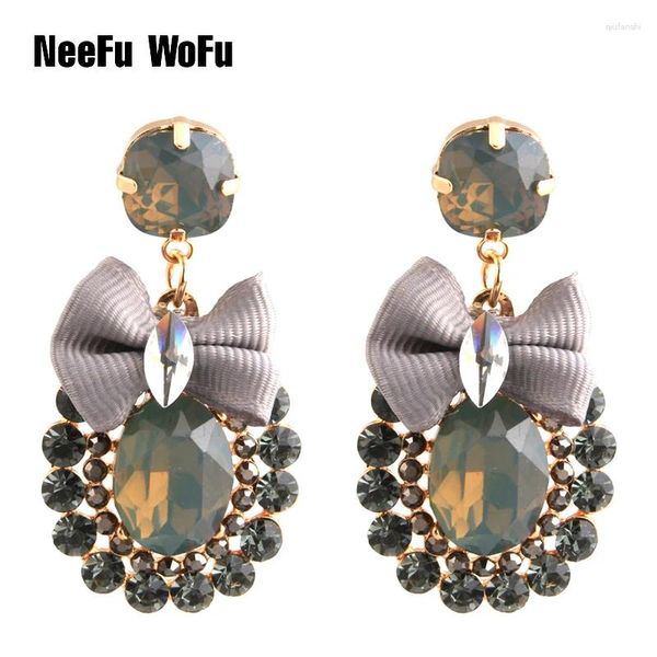 Boucles d'oreilles enveloppe Neefu wofu drop hinestone Tie à grosse boucle d'oreille alliage zinc grand long brinco impression oreille oorbellen bijoux de mode en gros