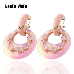 Boucles d'oreilles en peluche Neefu Wofu Fluorescence rose en cuir Boucle d'oreille Bijoux de mode anneaux imprimés pour femmes Glass Orecchini Bijoux Femme Oorbellen