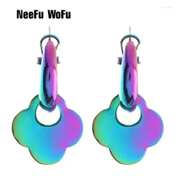 Boucles d'oreilles en peluche Neefu Wofu Drop Big Broot Blover Clover Multicolore Zinc Alloy Huile GRAND