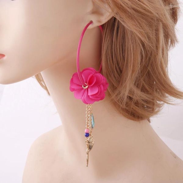 Pendientes colgantes NeeFuWoFu Y2K pendiente de flor dulce oreja grande Brinco Oorbellen chica verano romántico Color encanto joyería al por mayor