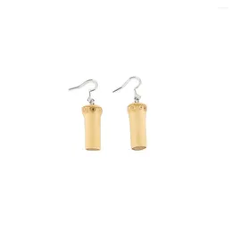 Boucles d'oreilles pendantes Nilerun créatives uniques faites à la main en bois naturel racine de rhizome de bambou