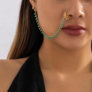 Boucles d'oreilles pendantes nez chaîne femmes Boho ethnique noir bleu perles Non Piercing narine anneau oreille gland fête