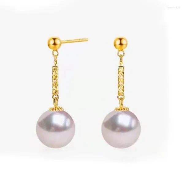 Boucles d'oreilles pendantes nymphe, or pur 18 carats, AU750, perles fines Akoya, bijoux d'oreilles, cadeau de fête exclusif pour femmes, 7-8mm, E603