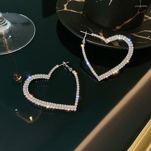 Boucles d'oreilles pendantes Obega plein strass coeur créoles argent plaqué grande forme cristal pierre accessoire de mode