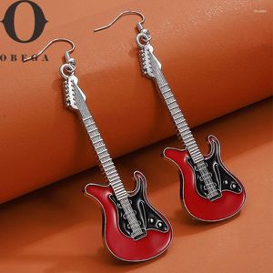 Boucles d'oreilles en peluche Obega guitare pour femmes couleurs argentées noir rouge blanc époxy filles vintage mignons bijoux cadeau