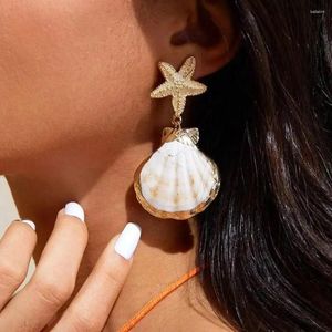 Bengelen oorbellen obega vakantie zeester shell vlinder drop post glanzen goud kleurstop dames zomer oceaan sieraden