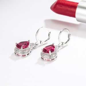 Dangle Oorbellen Oorsprong Ruby Sieraden Drop Earring Vrouwen 925 Sterling Zilver Geometrische SAPPHIRE Edelsteen Aros Mujer Oreja Bizuteria Orecchini