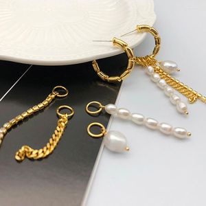 Pendientes colgantes origen verano C forma geométrica perla simulada pendiente para mujer Color dorado borla larga joyería de diamantes de imitación