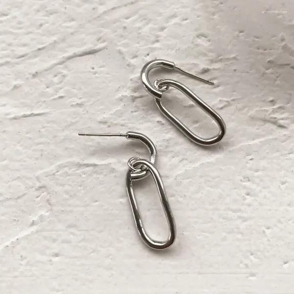 Pendientes colgantes Origin verano minimalista ahueca hacia fuera el pendiente geométrico para las mujeres Color plata joyería metálica Pendientes