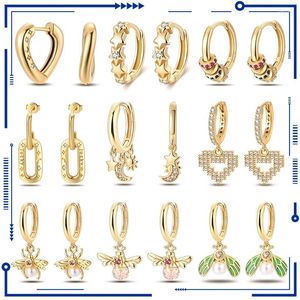 Boucles d'oreilles pendantes originales 2024 en éléments or Rose lumineux, bijoux cadeau pour femmes, argent 925 en forme d'abeille goutte