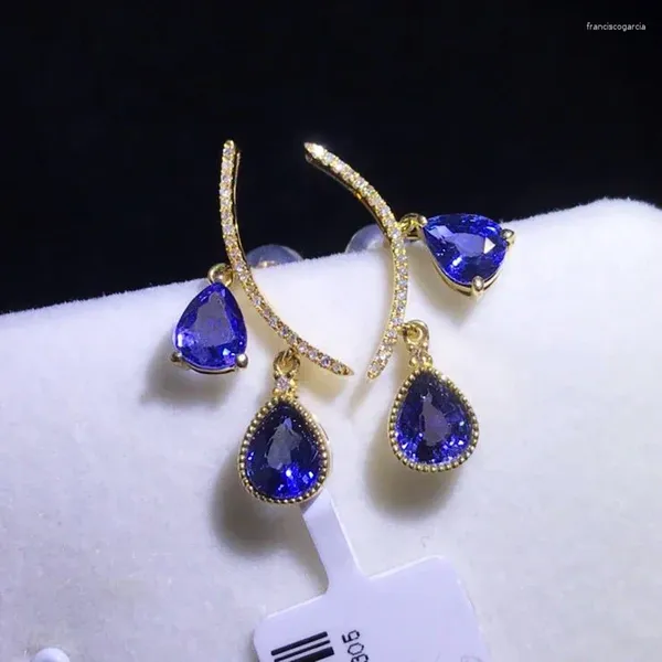 Pendientes colgantes Original ligero lujo topacio gotas de agua azul mujer chapado en oro romántico encanto accesorios de boda joyería