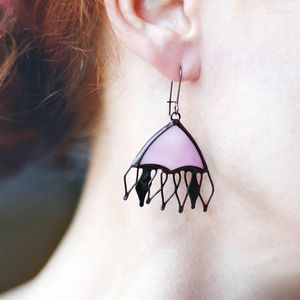 Boucles d'oreilles en peluche de la queue de poisson en acrylique rose pour les femmes 2023 Designer mignon résine d'été