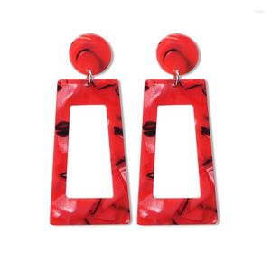 Boucles d'Oreilles Pendantes Originalité Géométrique Rectangle Exagéré Noir Blanc Rouge Bleu Léopard Imprimé Acétate Plaque Goutte Pour Femme