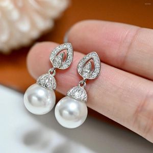 Pendientes colgantes de 10-11 mm Natural Mar Natural Genuino Pearl White Pearl Pearring para mujeres