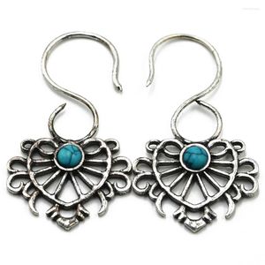 Boucles d'oreilles pendantes en laiton, paire tribale ethnique Vintage, conception en rafale synthétique, poids d'oreille, clous de perçage, bijoux pour le corps