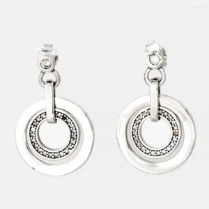 Pendientes colgantes Pan S925 Comercio exterior dinero círculo logotipo doble anillo moda romántica mujeres