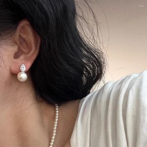 Boucles d'oreilles pendantes PANJBJ 925 en argent Sterling perle goutte d'eau boucle d'oreille pour femmes fille tempérament doux bijoux élégants cadeau d'anniversaire