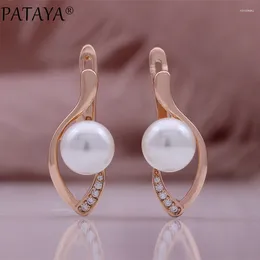 Boucles d'oreilles en peluche pataya 2024 Luxury 585 Rose Gold Color anglais pour femmes bijoux de mariage en perles en perles en perles de perles uniques