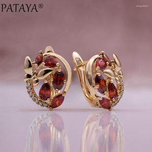 Pendientes colgantes diseño PATAYA gota de agua circón Natural 585 Color oro rosa joyería de moda para mujer mariposa colorida