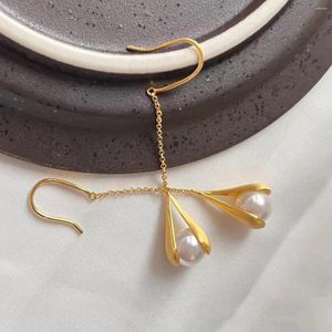 Dangle Oorbellen Erwt Imitatie Parel Dames Frans Elegant Druppelvorm Mat Ins Stijl Geavanceerd gevoel Eenvoudig Temperament Geschenken