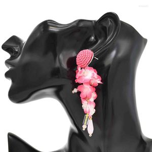 Boucles d'oreilles pendantes fleurs de pêche glands femmes perles faites à la main bohème ethnique goutte mariages élégants Feminina