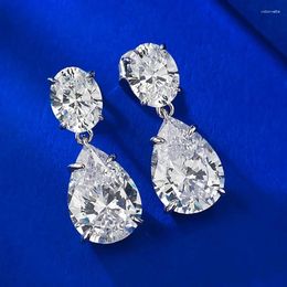 Pendientes colgantes de pera Corte de pera 8ct Moissanite Diamond Diamond Garing Real 925 Joya de plata esterlina Compromiso de boda Drop For Women