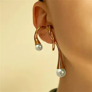 Boucles d'oreilles pendantes en perles, Clip d'oreille féminin, cintre irrégulier, vent froid, sans trou, tempérament, 2024