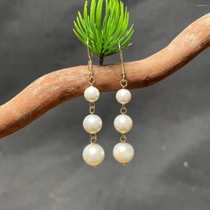 Boucles d'oreilles pendantes en perles chinoises pour femmes, bijoux sculptés en pierre naturelle Vintage, Talismans en argent 925, cadeaux à la mode, amulette blanche