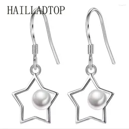 Boucles d'oreilles en pente perles pour femmes argent plaqué drop oreille boucle hypoallergénique bijoux pentagramme en forme de schmuck étincelante cadeau