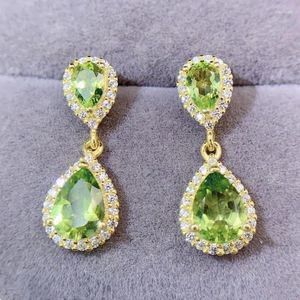 Boucles d'oreilles en peluche par bijoux naturel réel peridot drop-oreille Style de luxe 0,5ct 2pc 0,8ct Gemstone 925 STERLING Silver Fine L24327