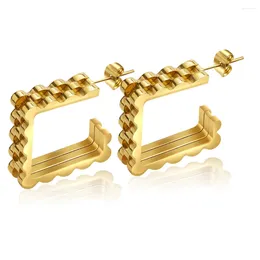 Boucles d'oreilles pendantes Peri'sbox Classic Mix plaqué or 18 carats style bracelet de montre carré triangle ouvert cerceau femme grosse déclaration bijoux tendance