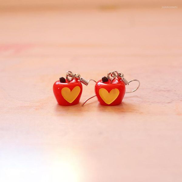Boucles d'oreilles pendantes personnalité créative résine rouge amour pomme japon/Style coréen mignon tempérament drôle goutte pour femmes filles bijoux