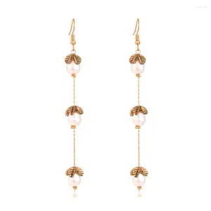 Boucles d'oreilles en peluche Fleur Pildel pour les femmes vintage exagérée Long Pearl Drop Jewelry Wholesale