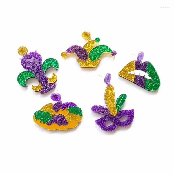 Pendientes colgantes Personalidad Langosta Joker Payaso Sombrero Máscara Boca Pluma Gota Brillante Cangrejo Colgante Para Mujeres Tricolor Carnaval Joyería