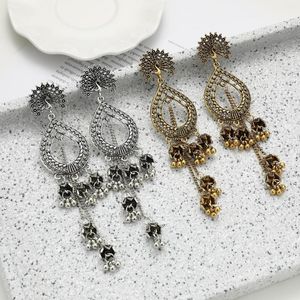 Boucles d'oreilles pendantes personnalité longue chaîne gland métal Animal paon pour femmes accessoires gitane Jhumka bohême bijoux fête cadeau