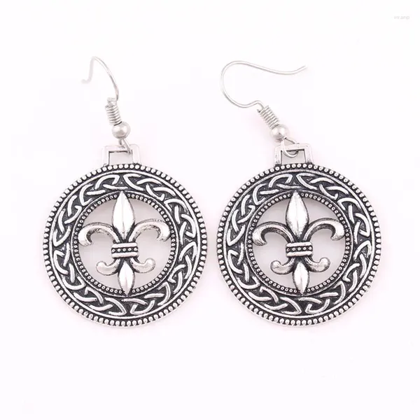 Pendientes colgantes con personalidad vikinga para mujer, patrón de flores a la moda, joyería atractiva, regalo adecuado, gota de aleación de Zinc