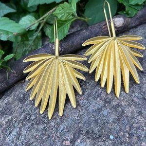 Boucles d'oreilles pendantes pour femme, bijoux de fête, couleur or, cerceau en forme de feuille, vente en gros