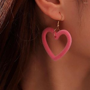 Boucles d'oreilles pendantes coeur rose pour filles, grand cerceau, cadeaux de fête des mères pour femmes