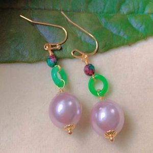 Boucles d'oreilles pendantes coquillage rose perle Malachite jadéite or 18 carats crochet d'oreille Pâques belle fête FOOL'S DAY année Stud Noël