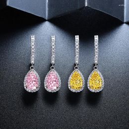 Boucles d'oreilles pendantes Pirmiana 2023 en argent sterling 925 en forme de poire 2,0 ct/paire de diamant simulé CZ GemtonesWemon bijoux