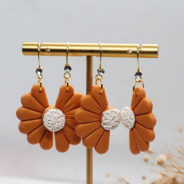 Boucles d'oreilles pendantes en argile polymère pour femmes et filles, Simple, tendance, pendentif tournesol, cadeau géométrique