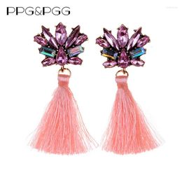 Dange oorbellen PPGPGG 2024 Charmestijl Boheemse Tassel oorrang Drop Women Fringed Bijoux Tassle Statement