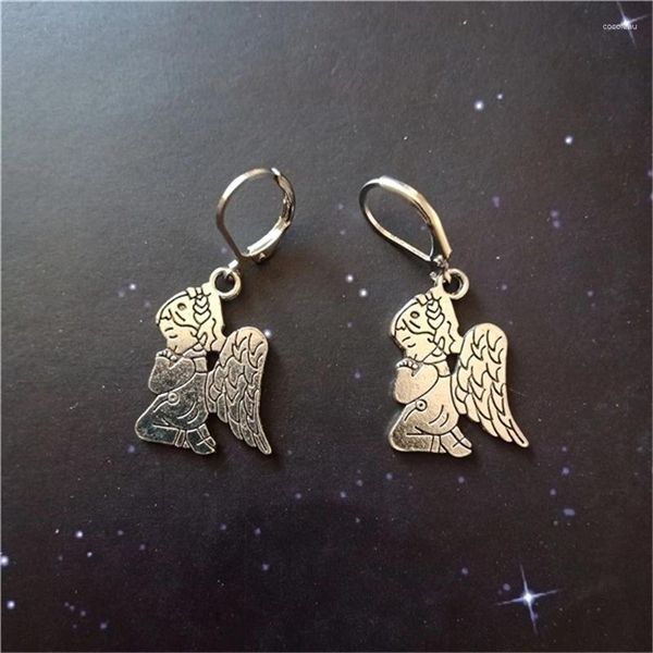 Boucles d'oreilles pendantes en forme d'ange de prière, pendentif à levier, cadeau commémoratif, Clip d'oreille, perforation