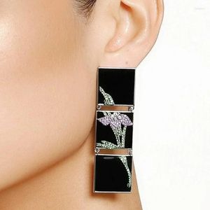 Boucles d'oreilles en peluche Niche de sens unique de mode noire de mode créative chinoise orchidée géométrique femmes bijoux