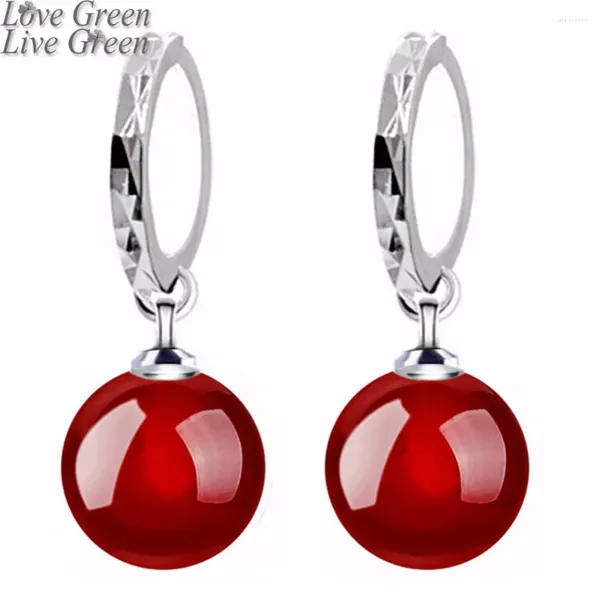 Pendientes colgantes bonitos llegada brillo piedra Natural Rojo Negro señora mujeres plateado flotador gota joyería de moda