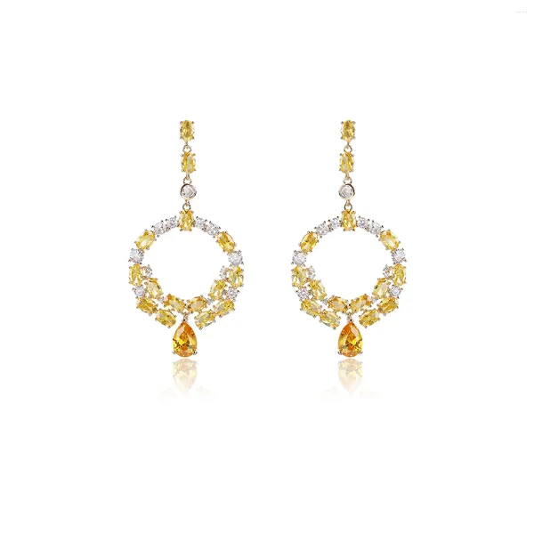 Boucles d'oreilles pendantes en Zircon cubique, jolies boucles d'oreilles rondes pour mariage, accessoires de bijouterie pour femmes et filles, CE11695