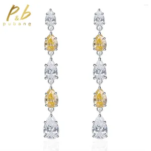 Pendientes de colgación pubang joyas finas 925 plata esterlina espumosa creó moissanite borla gana para mujeres regalos de aniversario de compromiso