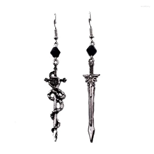 Pendientes colgantes punk asimétrico espada gótica cuchillo caída vintage para mujeres niñas