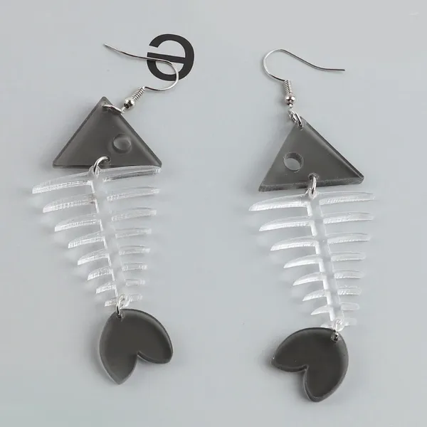 Boucles d'oreilles pendantes Punk Cool, os de poisson transparent en acrylique pour femmes et filles, miroir, bijoux de fête à la mode, accessoires cadeaux