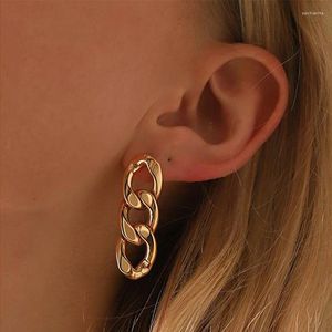 Dangle Oorbellen Punk Cubaanse Link Chain Stud Voor Vrouwen 2023 Trending Goud Kleur Ring Sluiting Oorbel Rock Vintage Sieraden gift